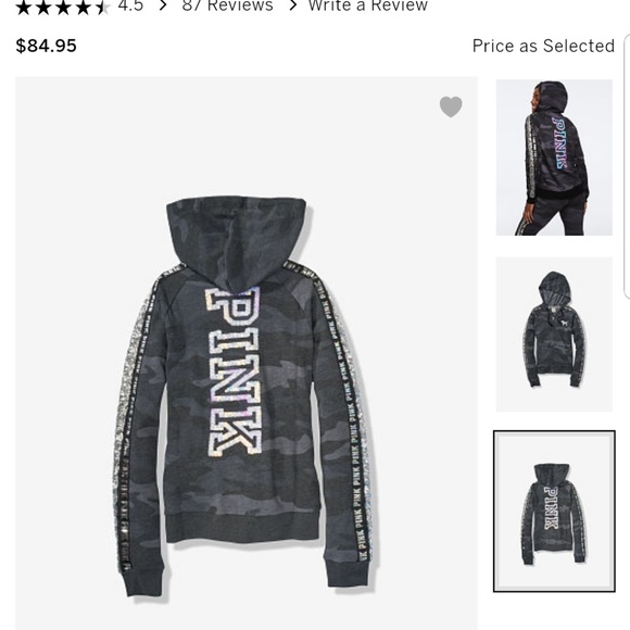 NEW Victoria's Secret PINK Bling Camo Hoodie XS - Picture 3 of 3